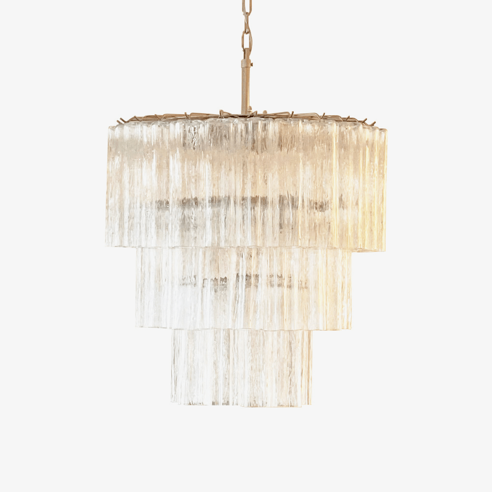 Venus - Waterfall Inspired Foggy Glass Round Chandelier LUMINORLIGHTING