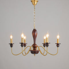 Vintage Candle Shape Multi Brach LED Pendant Lamp, Wood & Metal Frame, 6/8 Head LUMINORLIGHTING