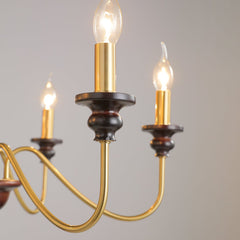Vintage Candle Shape Multi Brach LED Pendant Lamp, Wood & Metal Frame, 6/8 Head LUMINORLIGHTING