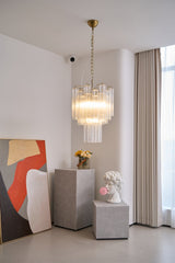 Venus - Waterfall Inspired Foggy Glass Round Chandelier LUMINORLIGHTING