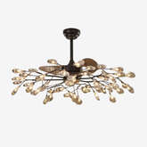 Vespera - Retro Ceiling Fan with LED Twig Chandelier, 4 Sizes