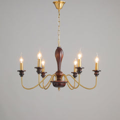 Vintage Candle Shape Multi Brach LED Pendant Lamp, Wood & Metal Frame, 6/8 Head LUMINORLIGHTING