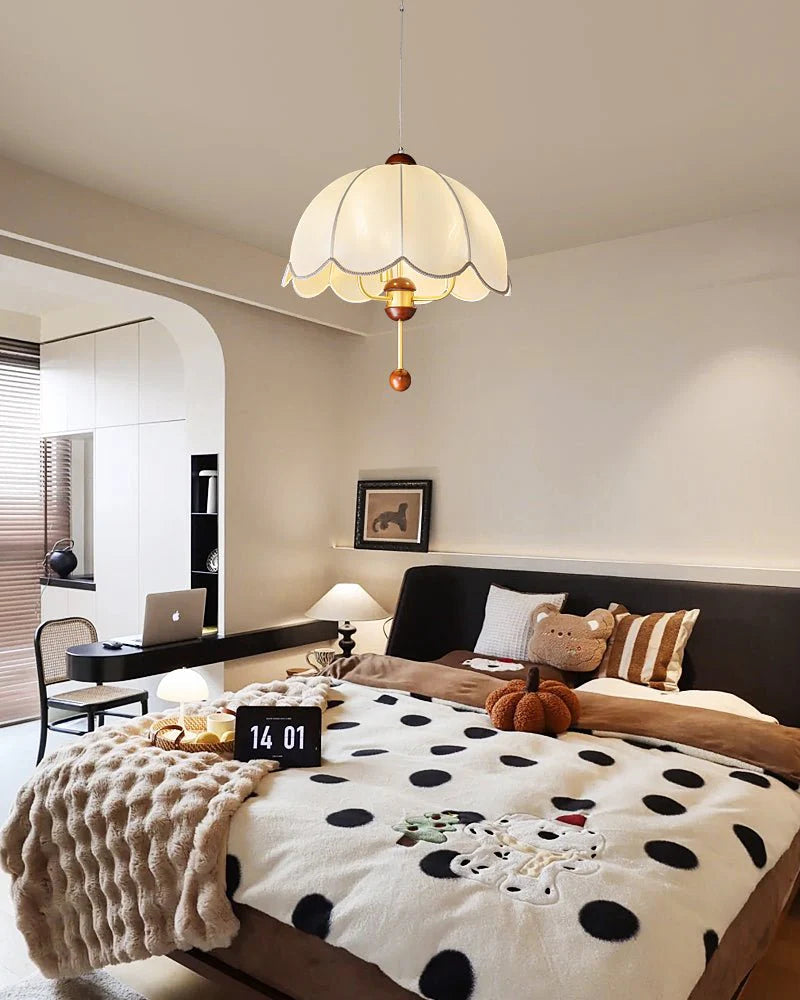 Victoria Retro Pedal Pendant Lamp, Fabric & Wood Decor, 3 Style LUMINORLIGHTING