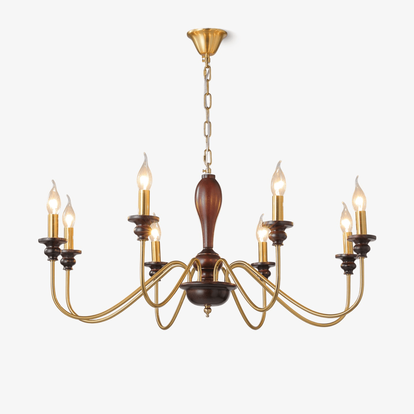 Vintage Candle Shape Multi Brach LED Pendant Lamp, Wood & Metal Frame, 6/8 Head LUMINORLIGHTING