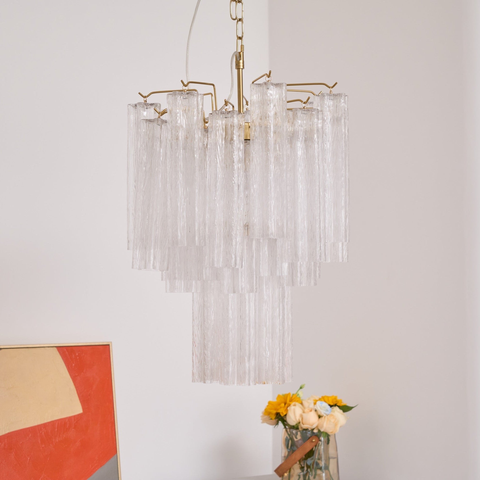 Venus - Waterfall Inspired Foggy Glass Round Chandelier LUMINORLIGHTING