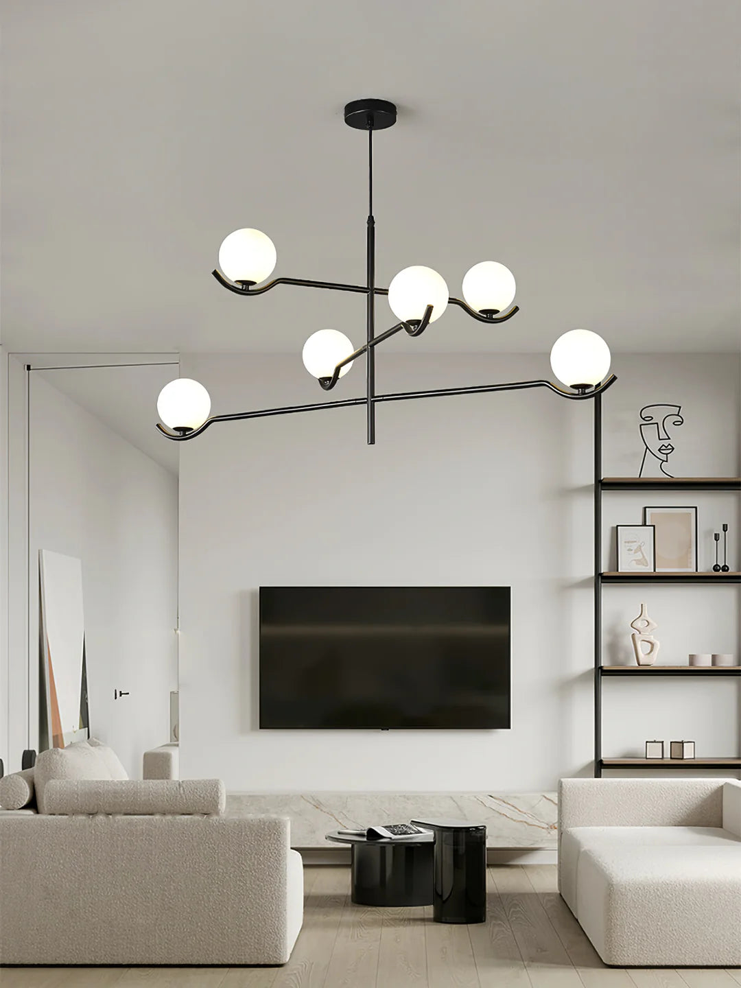 Contemporary Pearl Pendant Lamp, Glass Lampshade w/ Metal Frame, 3 Style LUMINORLIGHTING