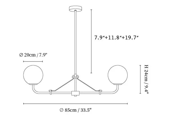 Equalism - Geometric Metal Frame with Frosted Glass Lampshade Pendant Lighting, 2/3/4/6 Head LUMINORLIGHTING