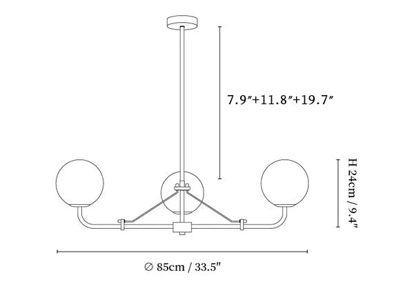 Equalism - Geometric Metal Frame with Frosted Glass Lampshade Pendant Lighting, 2/3/4/6 Head LUMINORLIGHTING