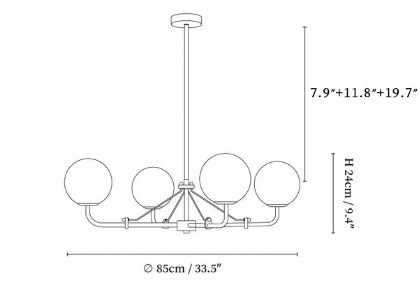 Equalism - Geometric Metal Frame with Frosted Glass Lampshade Pendant Lighting, 2/3/4/6 Head LUMINORLIGHTING