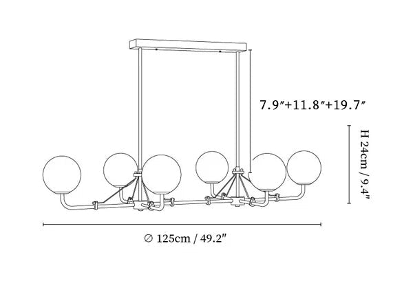 Equalism - Geometric Metal Frame with Frosted Glass Lampshade Pendant Lighting, 2/3/4/6 Head LUMINORLIGHTING