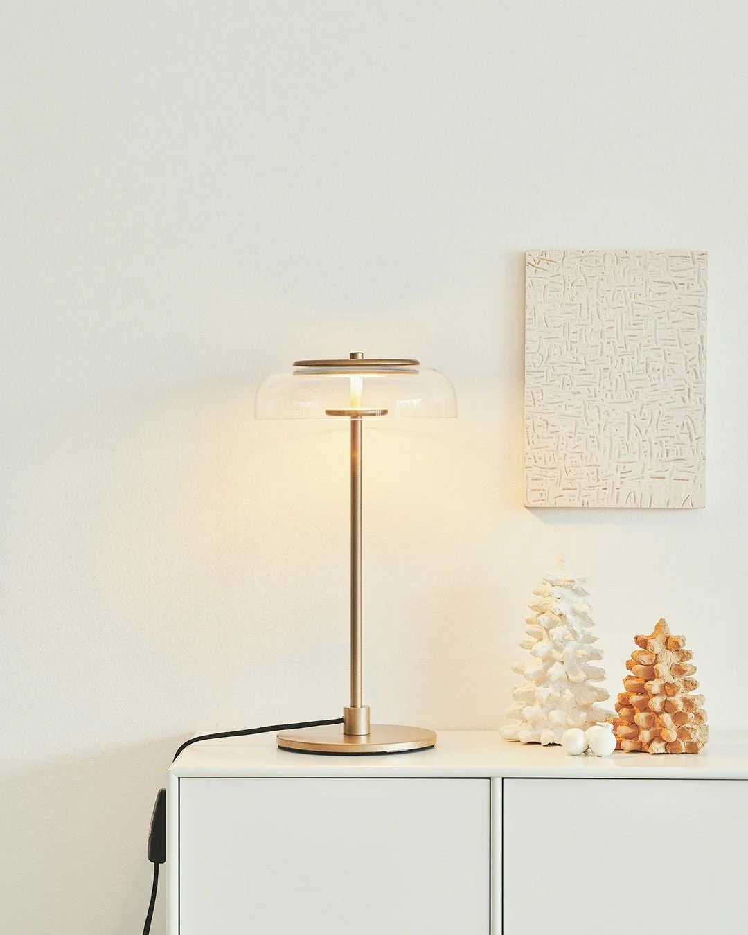 Calvessa - Glass & Metal Table Lamp, Brass/Black LUMINORLIGHTING