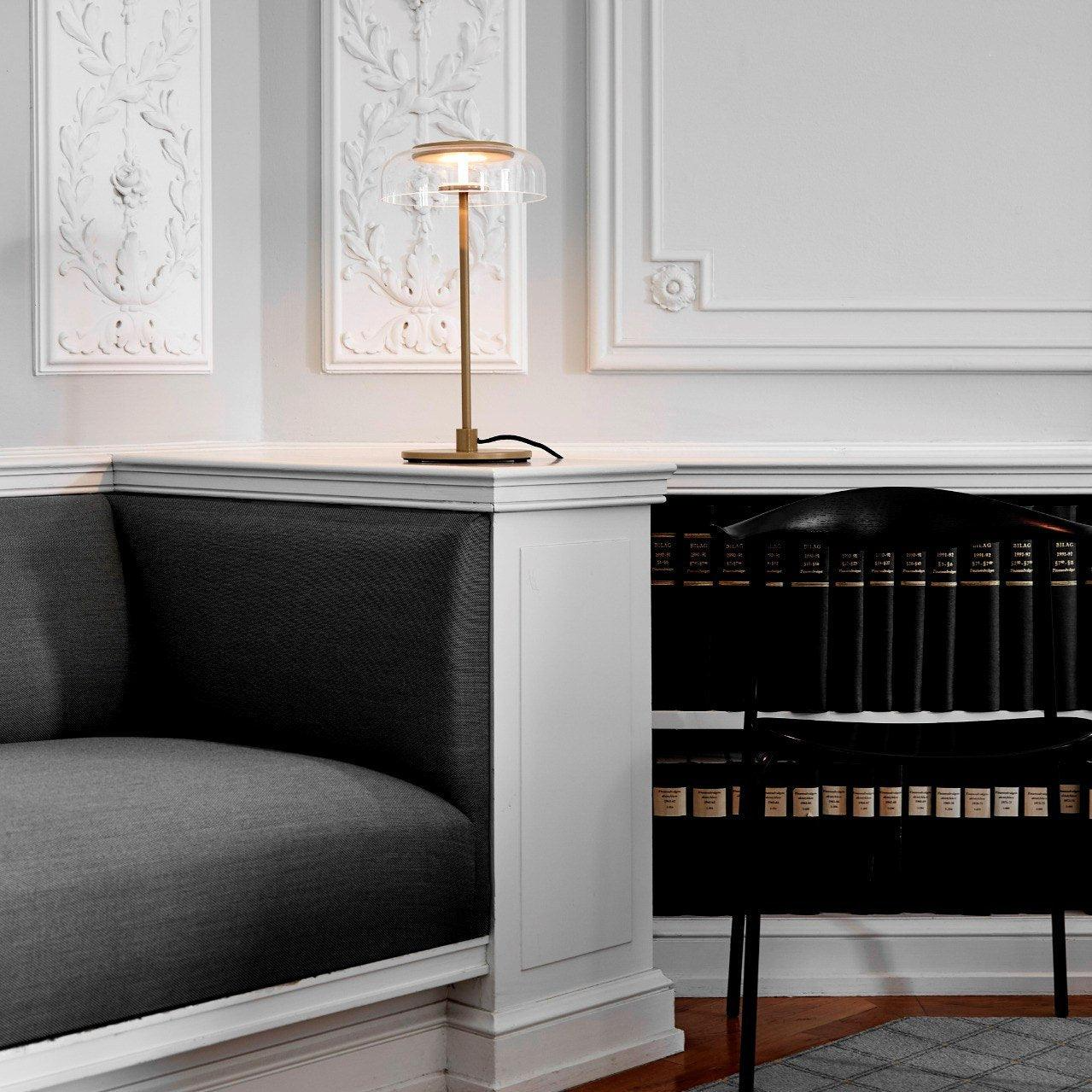 Calvessa - Glass & Metal Table Lamp, Brass/Black LUMINORLIGHTING