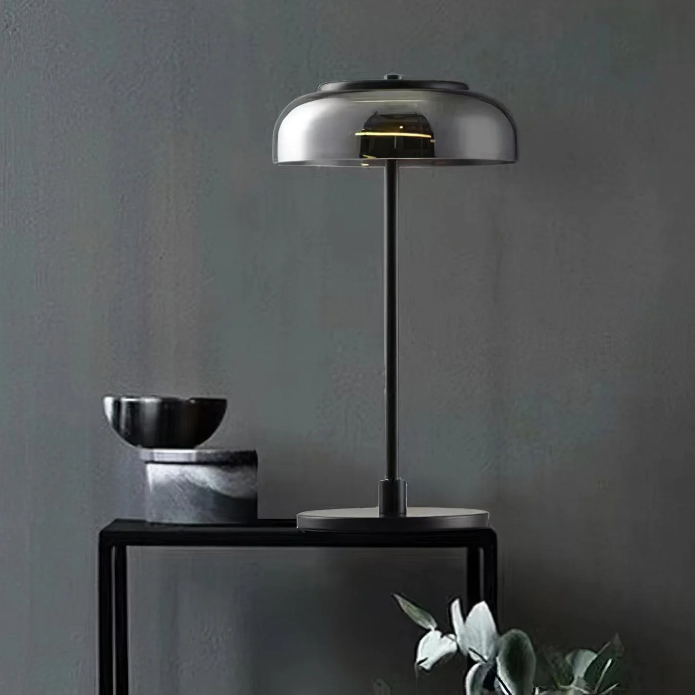 Calvessa - Glass & Metal Table Lamp, Brass/Black LUMINORLIGHTING