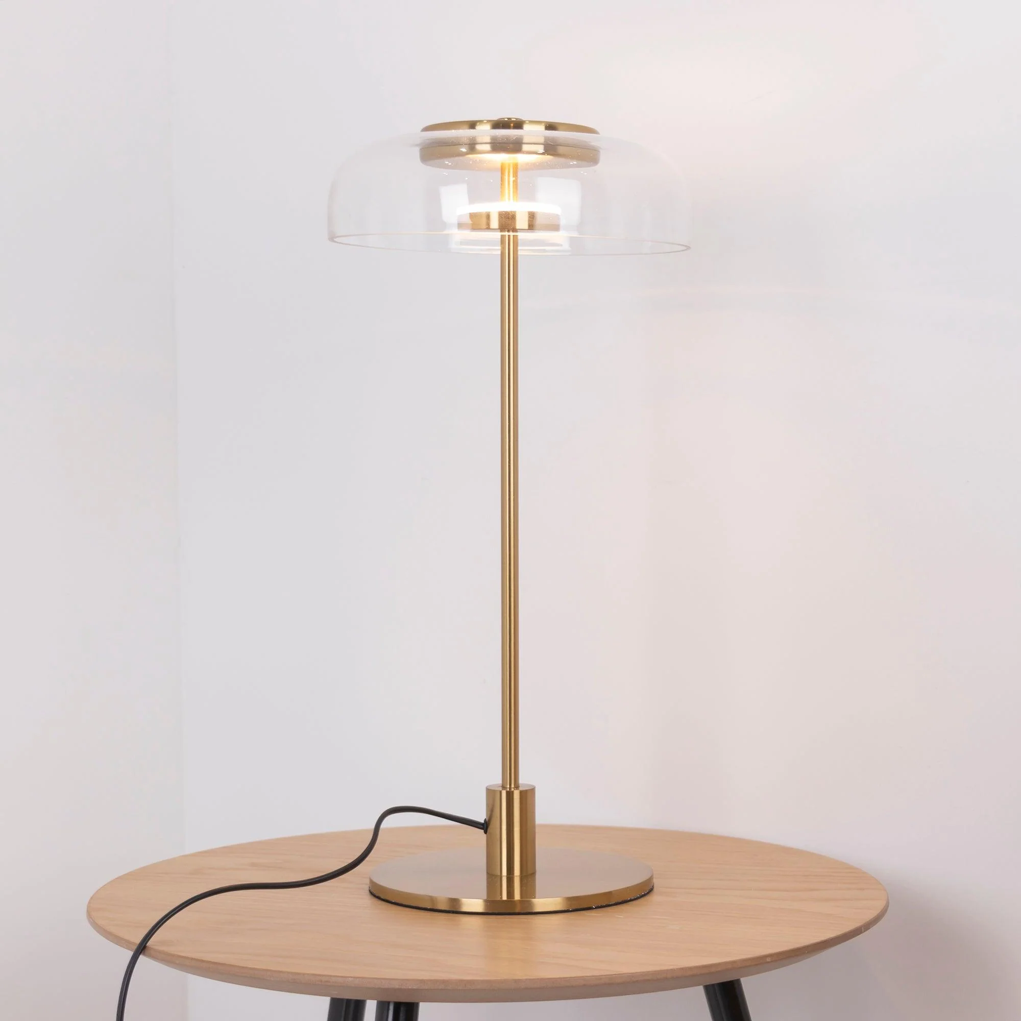 Calvessa - Glass & Metal Table Lamp, Brass/Black LUMINORLIGHTING