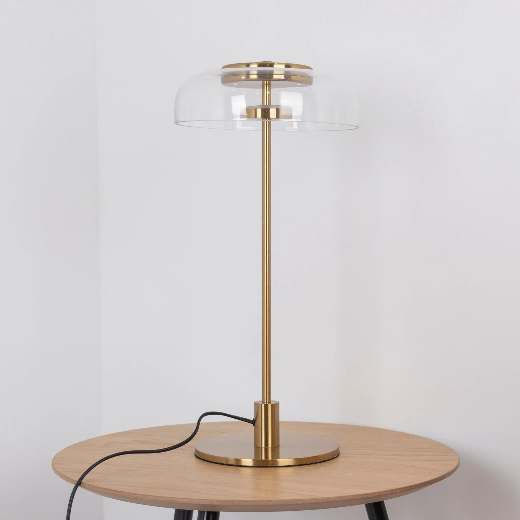 Calvessa - Glass & Metal Table Lamp, Brass/Black LUMINORLIGHTING