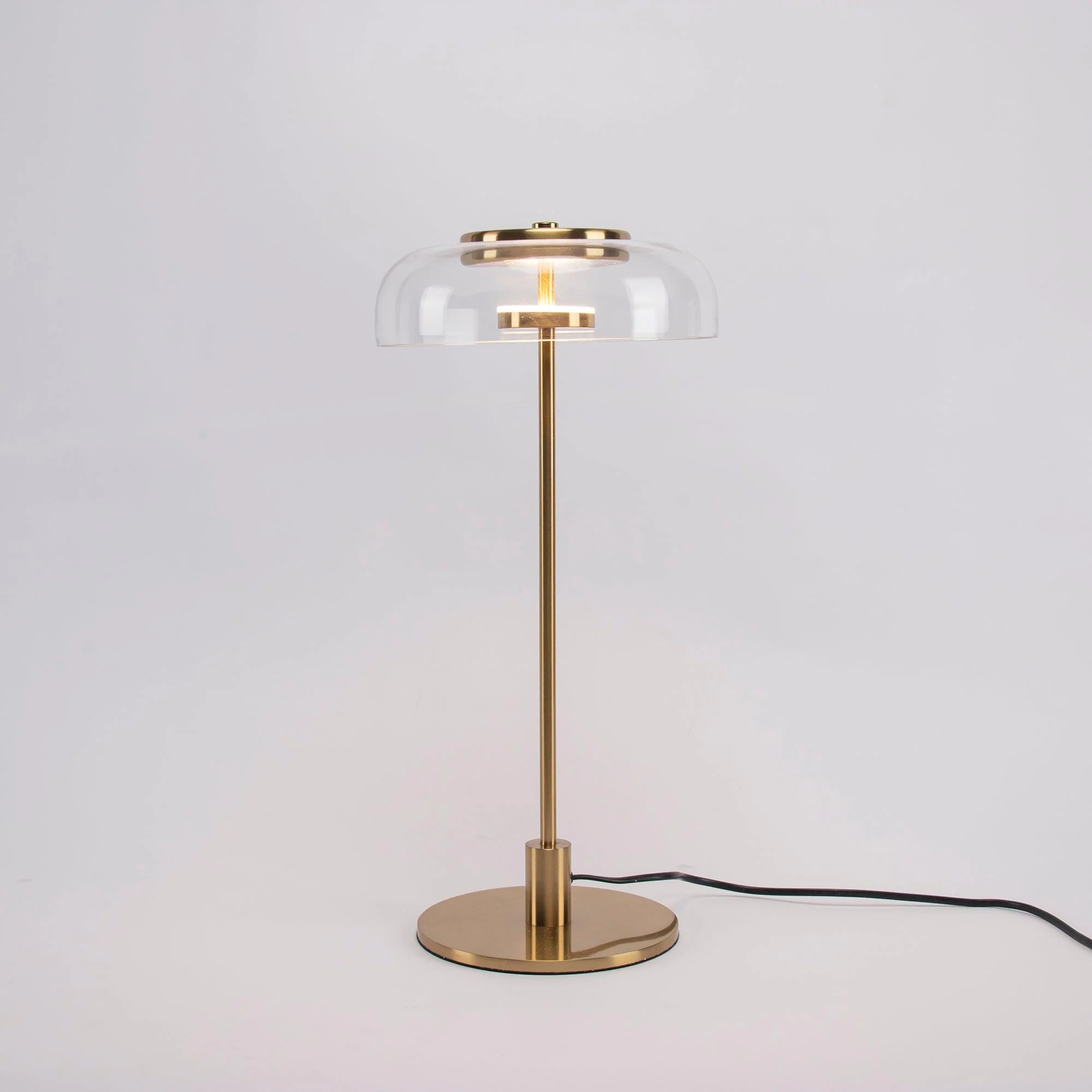 Calvessa - Glass & Metal Table Lamp, Brass/Black LUMINORLIGHTING
