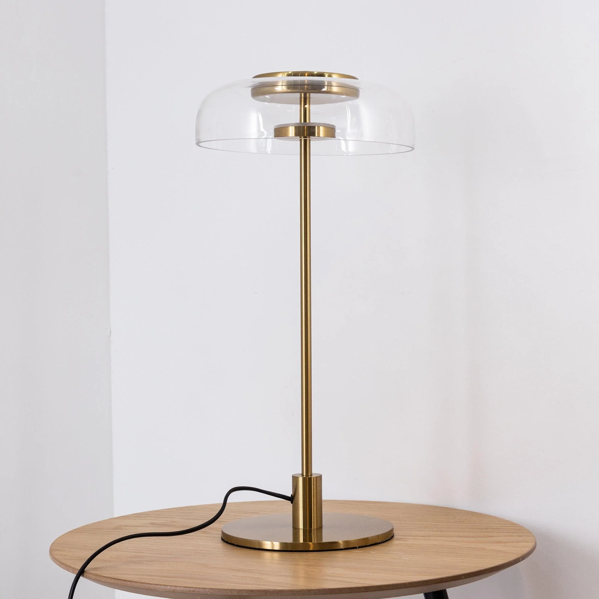Calvessa - Glass & Metal Table Lamp, Brass/Black LUMINORLIGHTING
