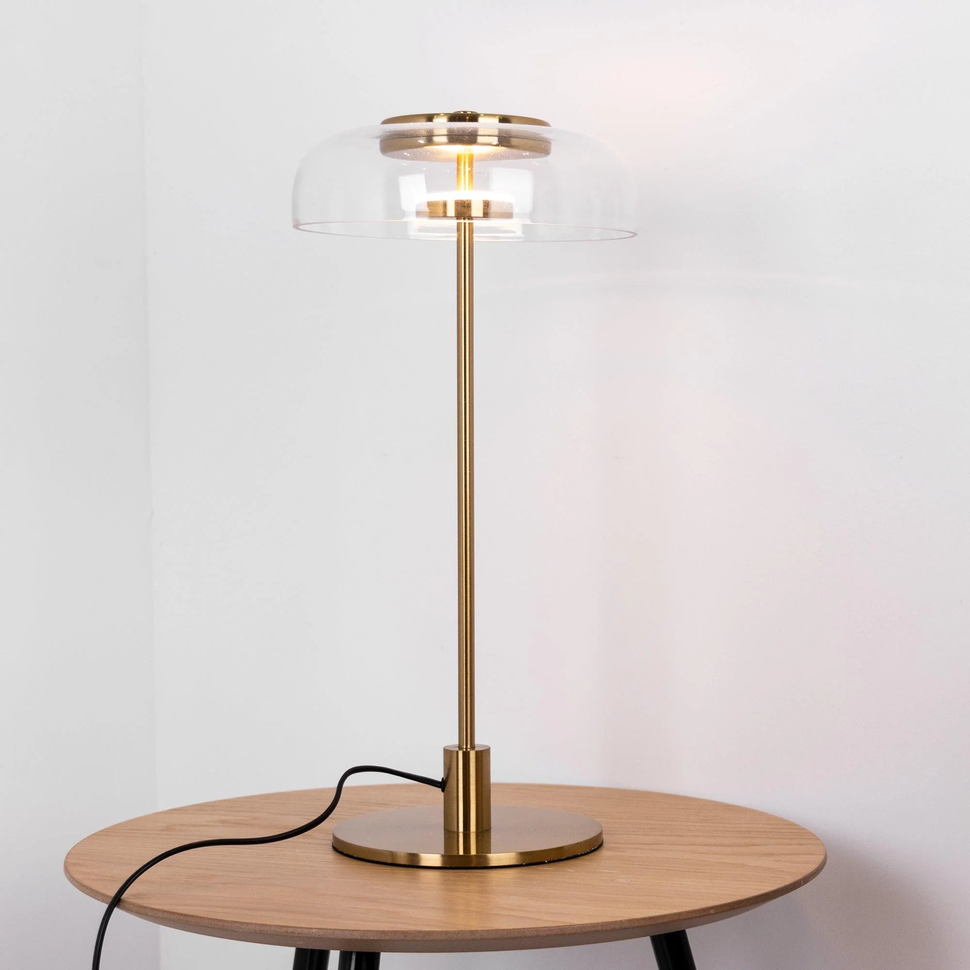 Calvessa - Glass & Metal Table Lamp, Brass/Black LUMINORLIGHTING