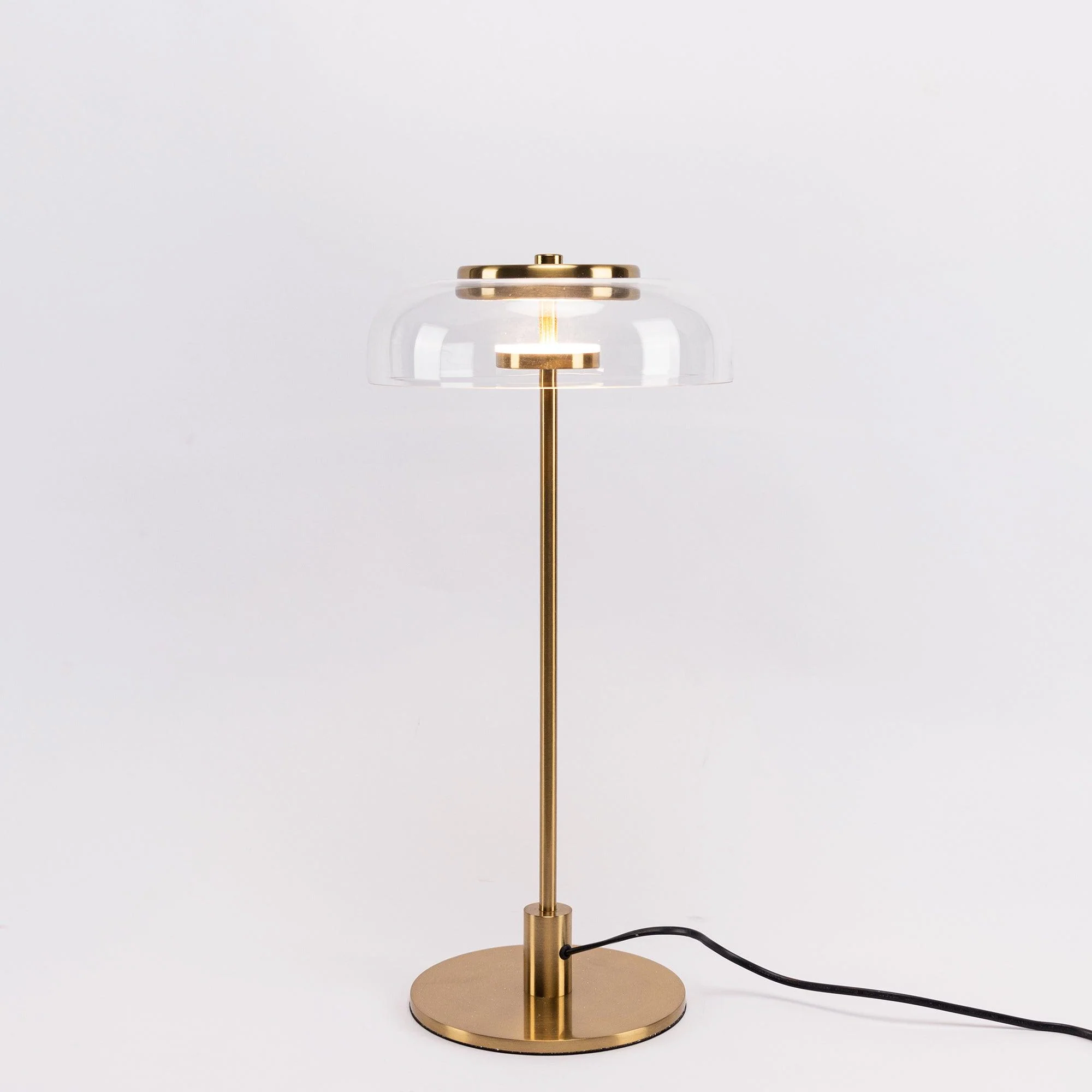 Calvessa - Glass & Metal Table Lamp, Brass/Black LUMINORLIGHTING