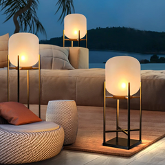 Novara - Contemporary Lantern Style Outdoor Floor Lamp, Solar Powered