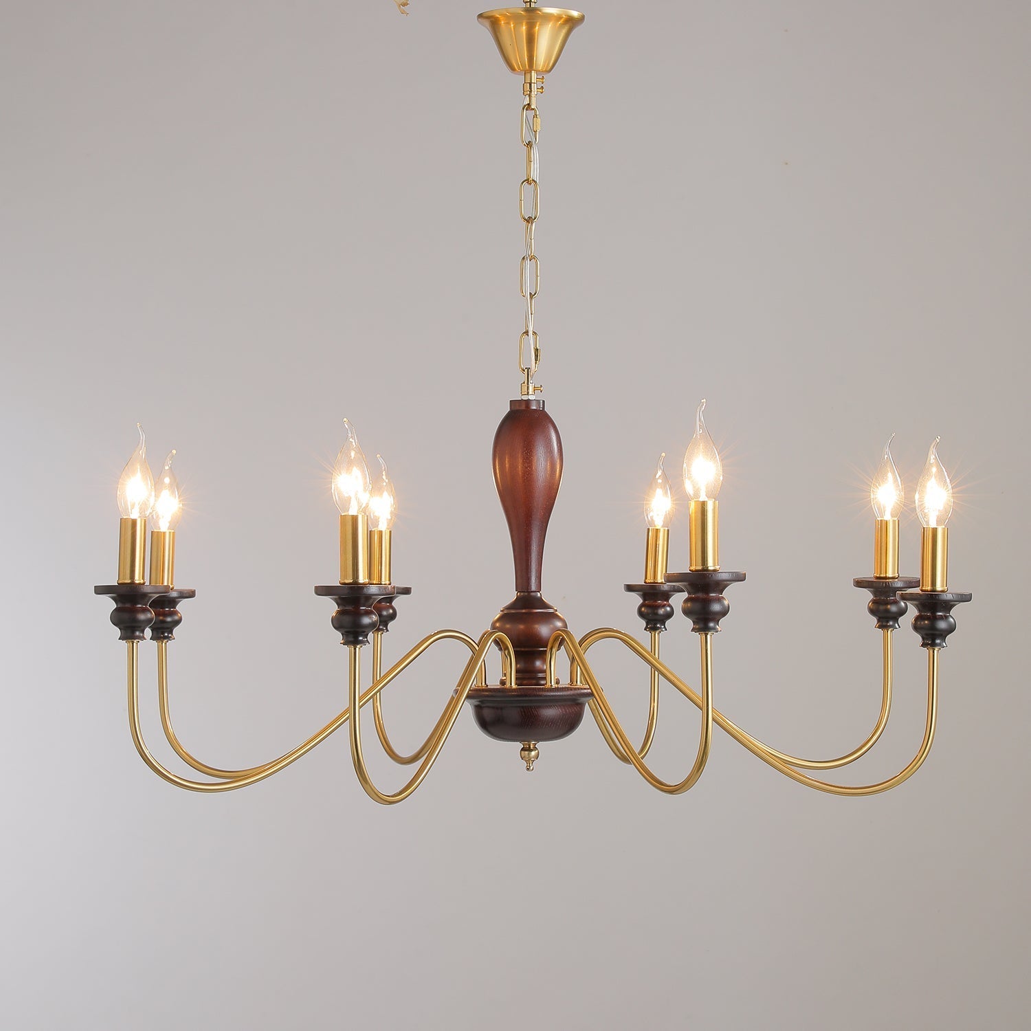 Vintage Candle Shape Multi Brach LED Pendant Lamp, Wood & Metal Frame, 6/8 Head LUMINORLIGHTING