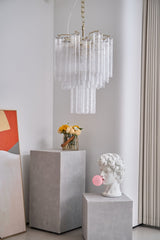 Venus - Waterfall Inspired Foggy Glass Round Chandelier LUMINORLIGHTING