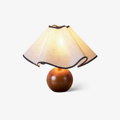 Etrusca - Wave-crest Natural Lien Fabric and Wood Base Table Lamp