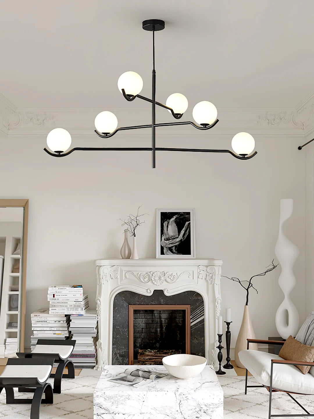 Contemporary Pearl Pendant Lamp, Glass Lampshade w/ Metal Frame, 3 Style LUMINORLIGHTING