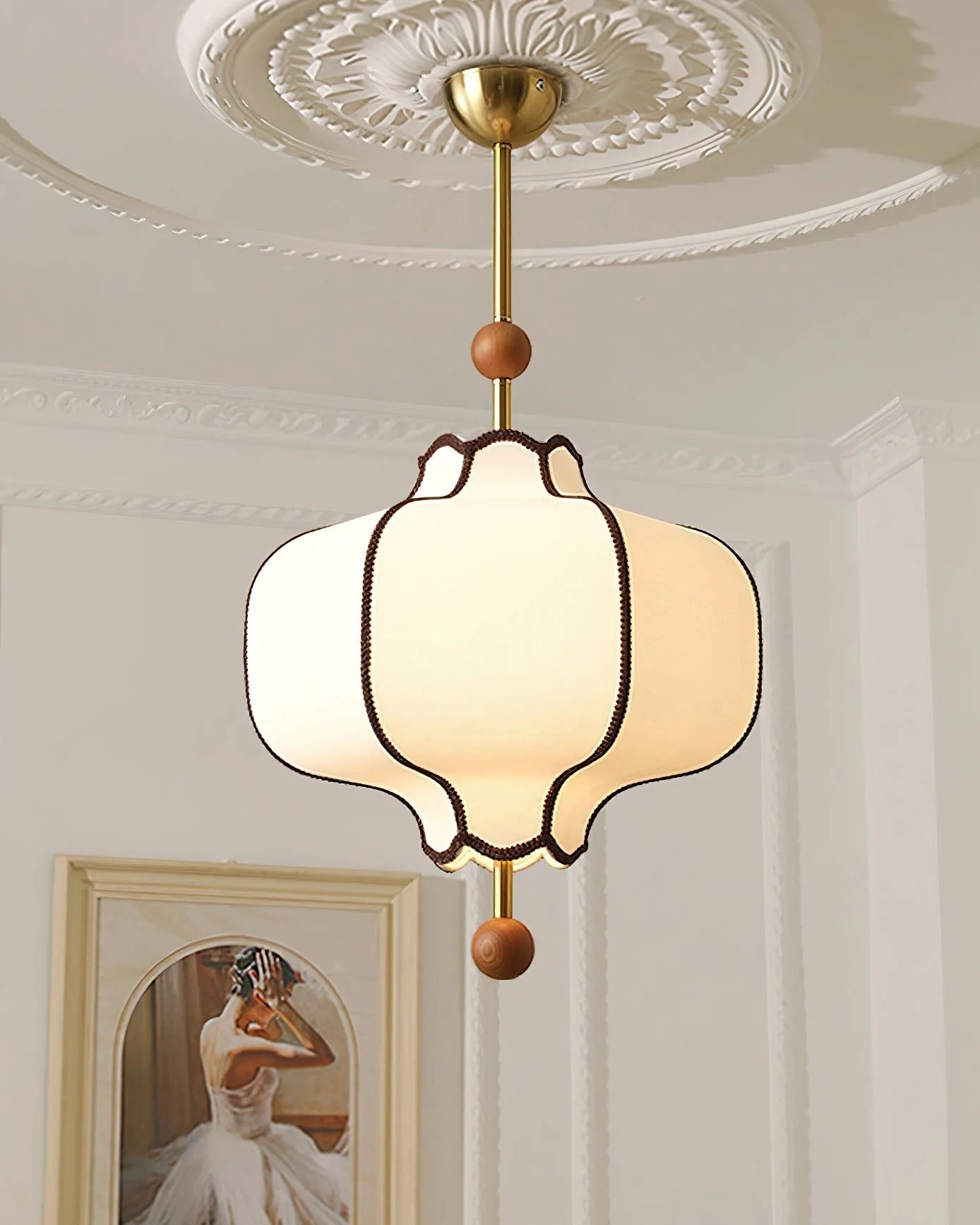Lucette - New Asian Lantern Shape Fabric Pendant Light LUMINORLIGHTING
