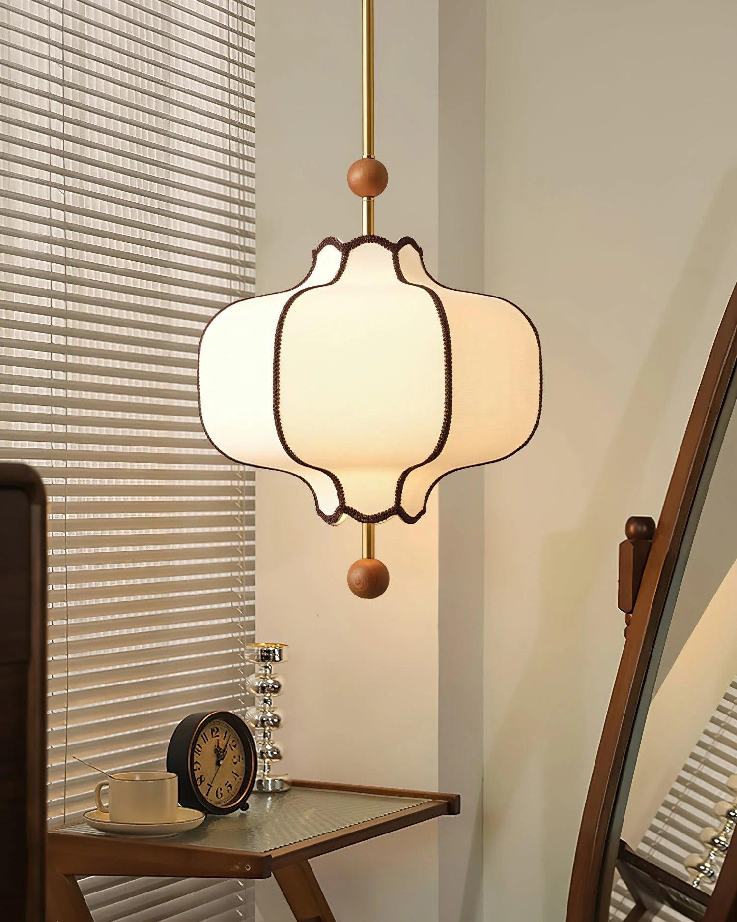 Lucette - New Asian Lantern Shape Fabric Pendant Light LUMINORLIGHTING