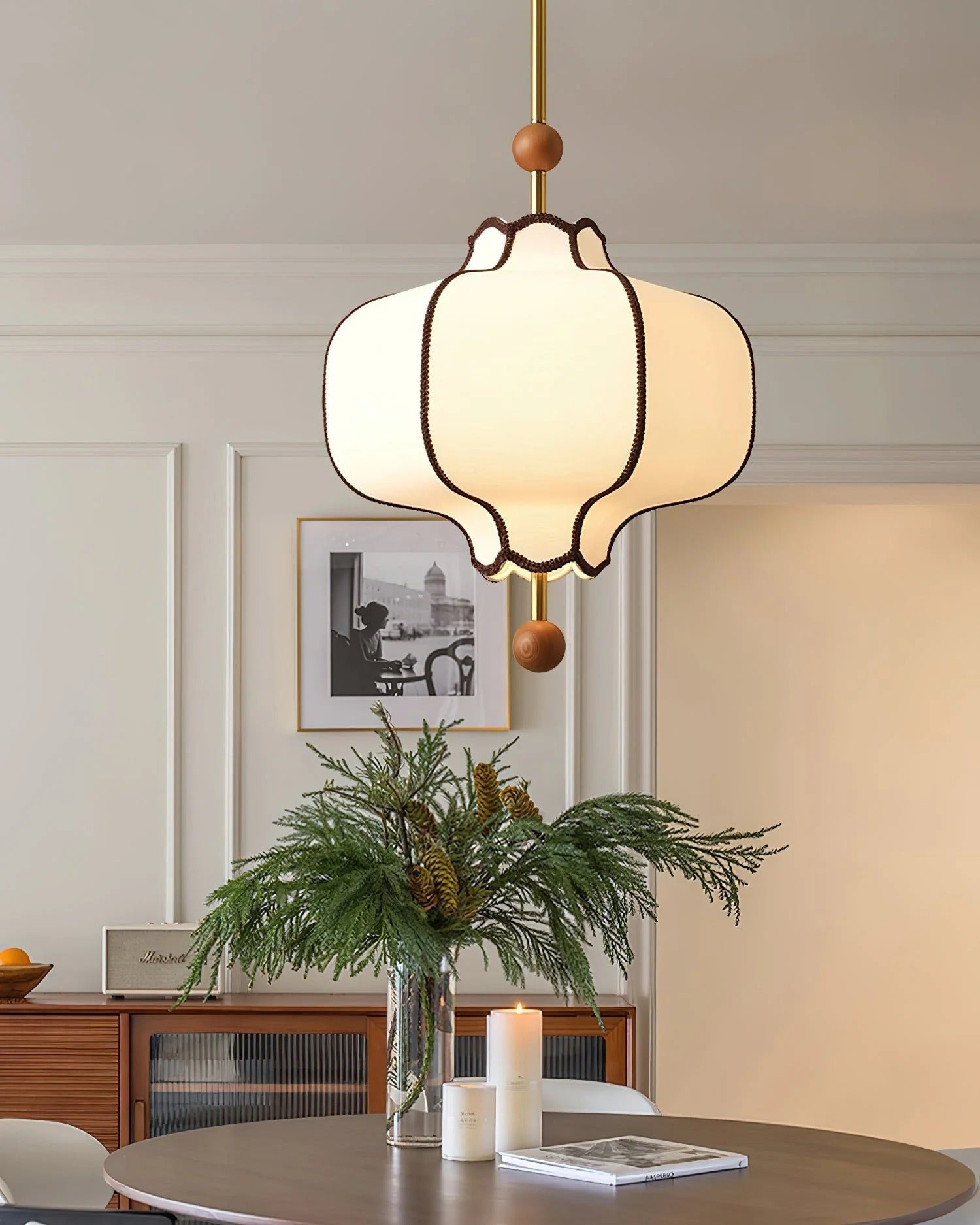 Lucette - New Asian Lantern Shape Fabric Pendant Light LUMINORLIGHTING