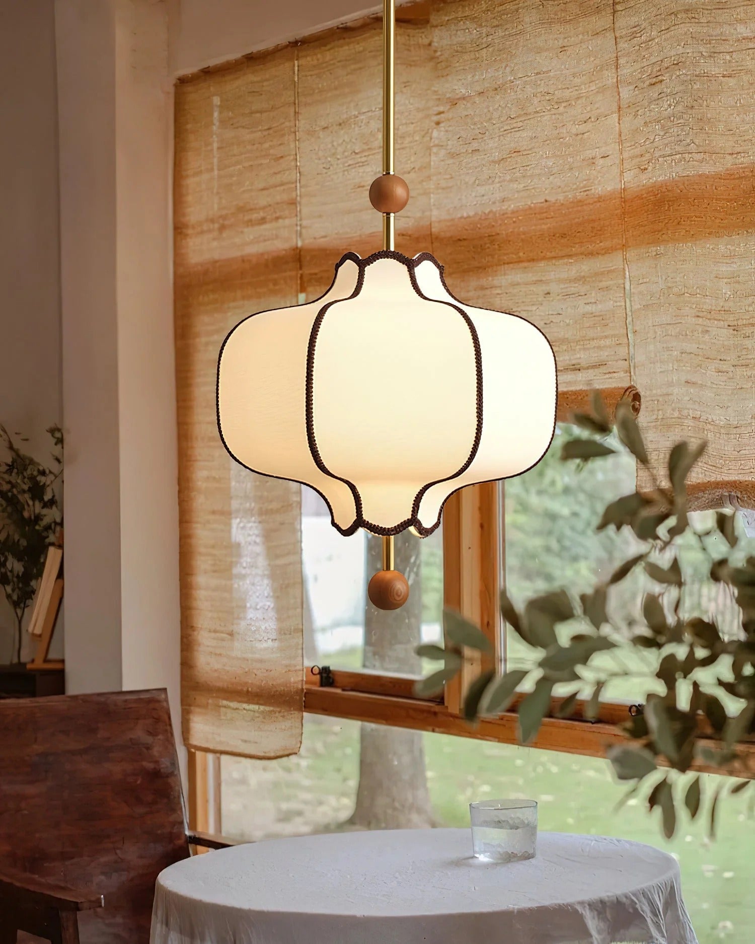 Lucette - New Asian Lantern Shape Fabric Pendant Light LUMINORLIGHTING
