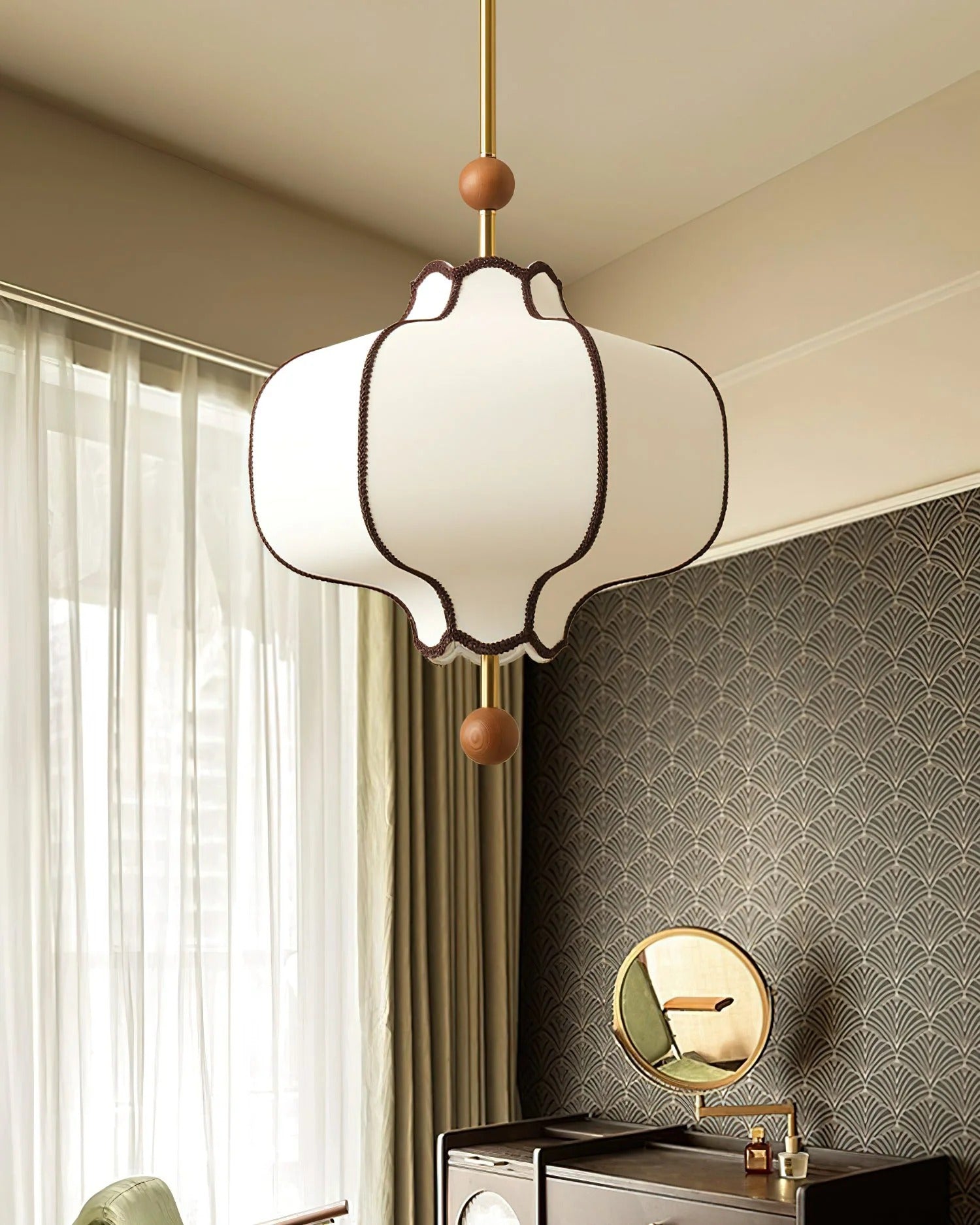 Lucette - New Asian Lantern Shape Fabric Pendant Light LUMINORLIGHTING