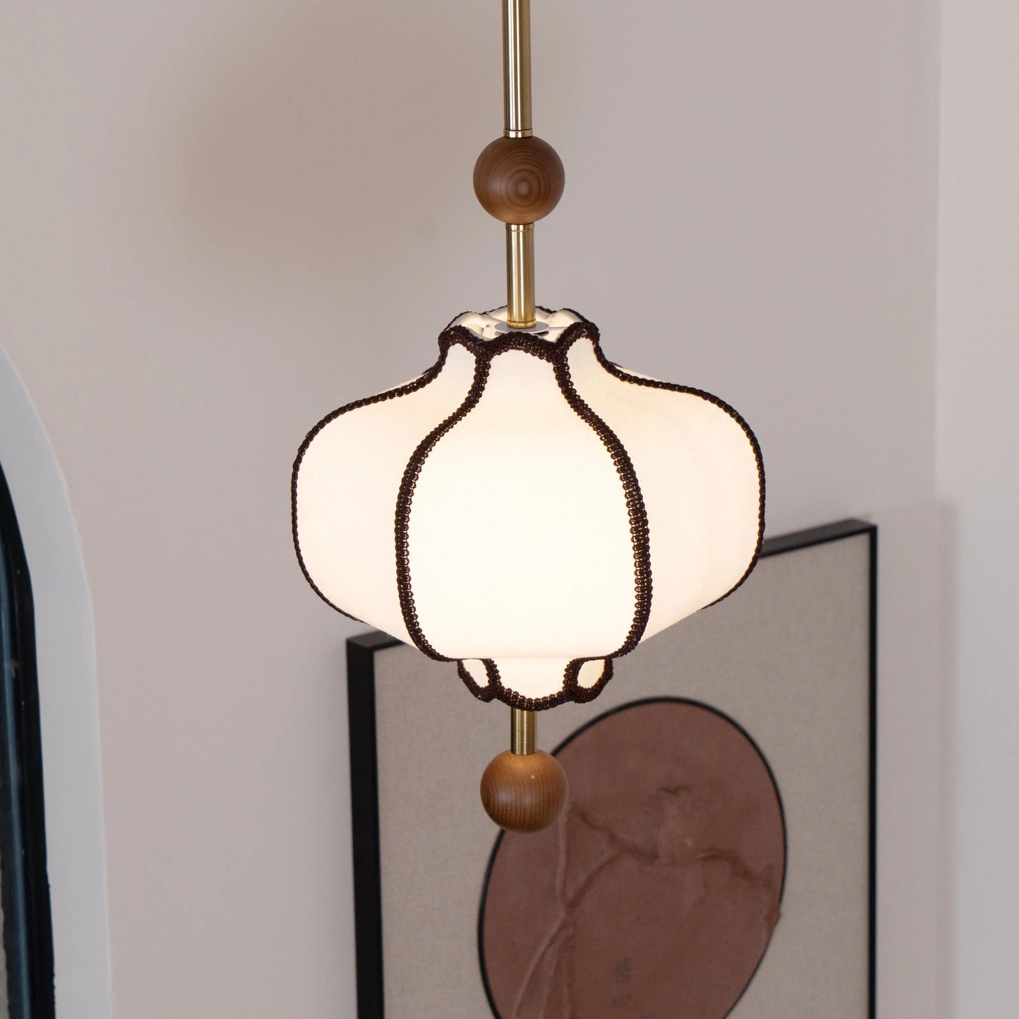 Lucette - New Asian Lantern Shape Fabric Pendant Light LUMINORLIGHTING