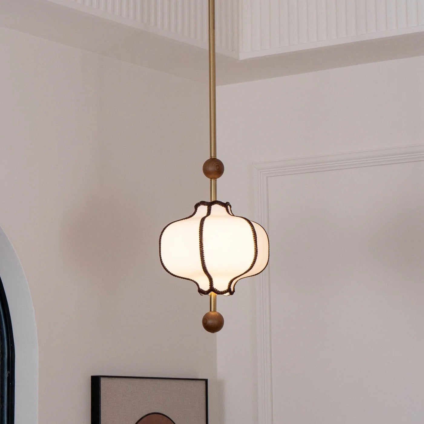 Lucette - New Asian Lantern Shape Fabric Pendant Light LUMINORLIGHTING