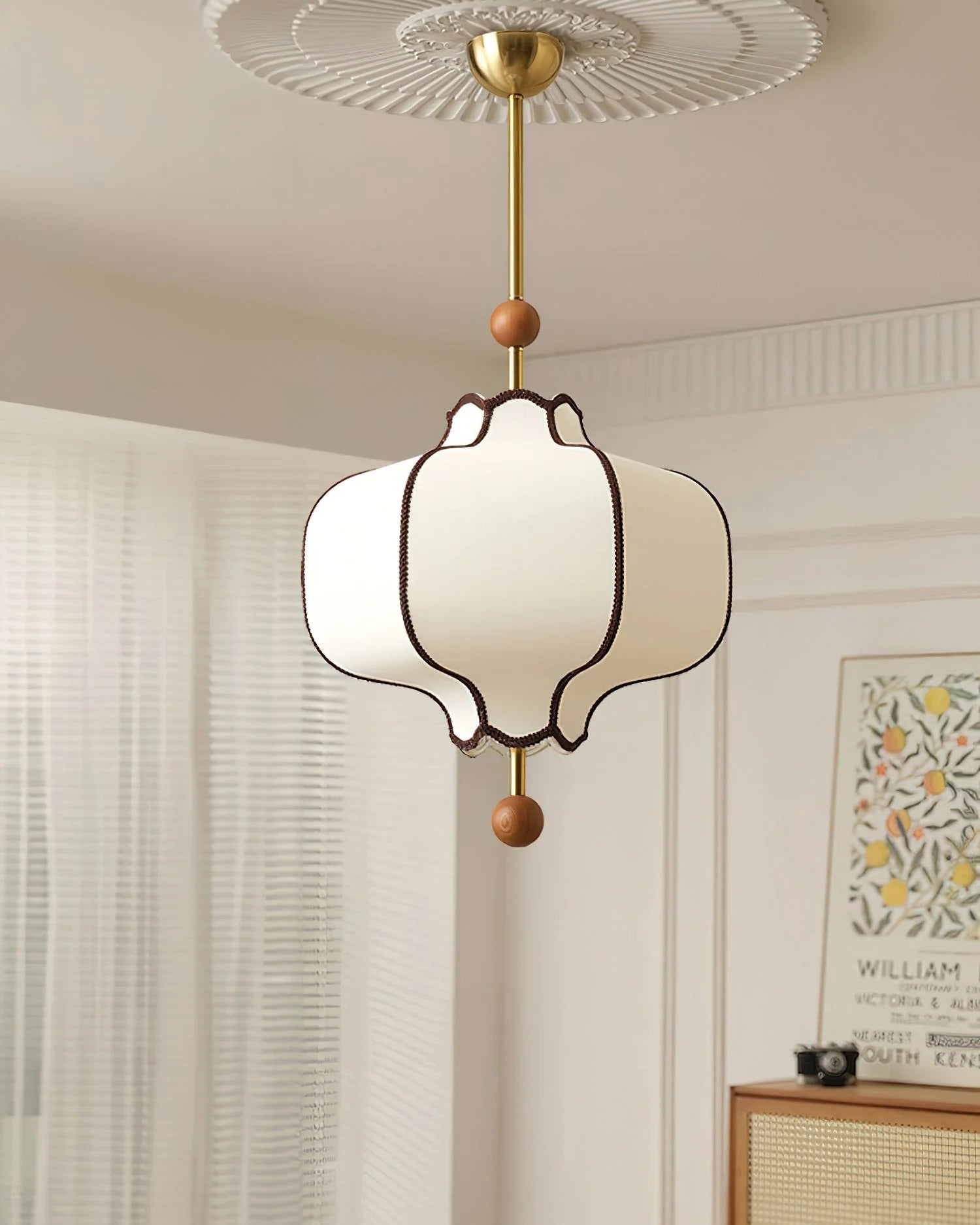 Lucette - New Asian Lantern Shape Fabric Pendant Light LUMINORLIGHTING