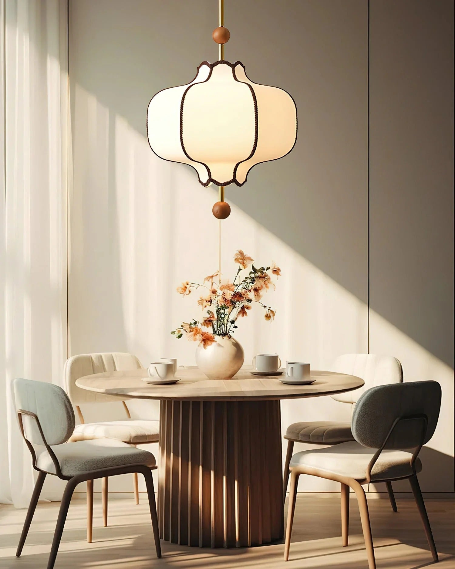 Lucette - New Asian Lantern Shape Fabric Pendant Light LUMINORLIGHTING
