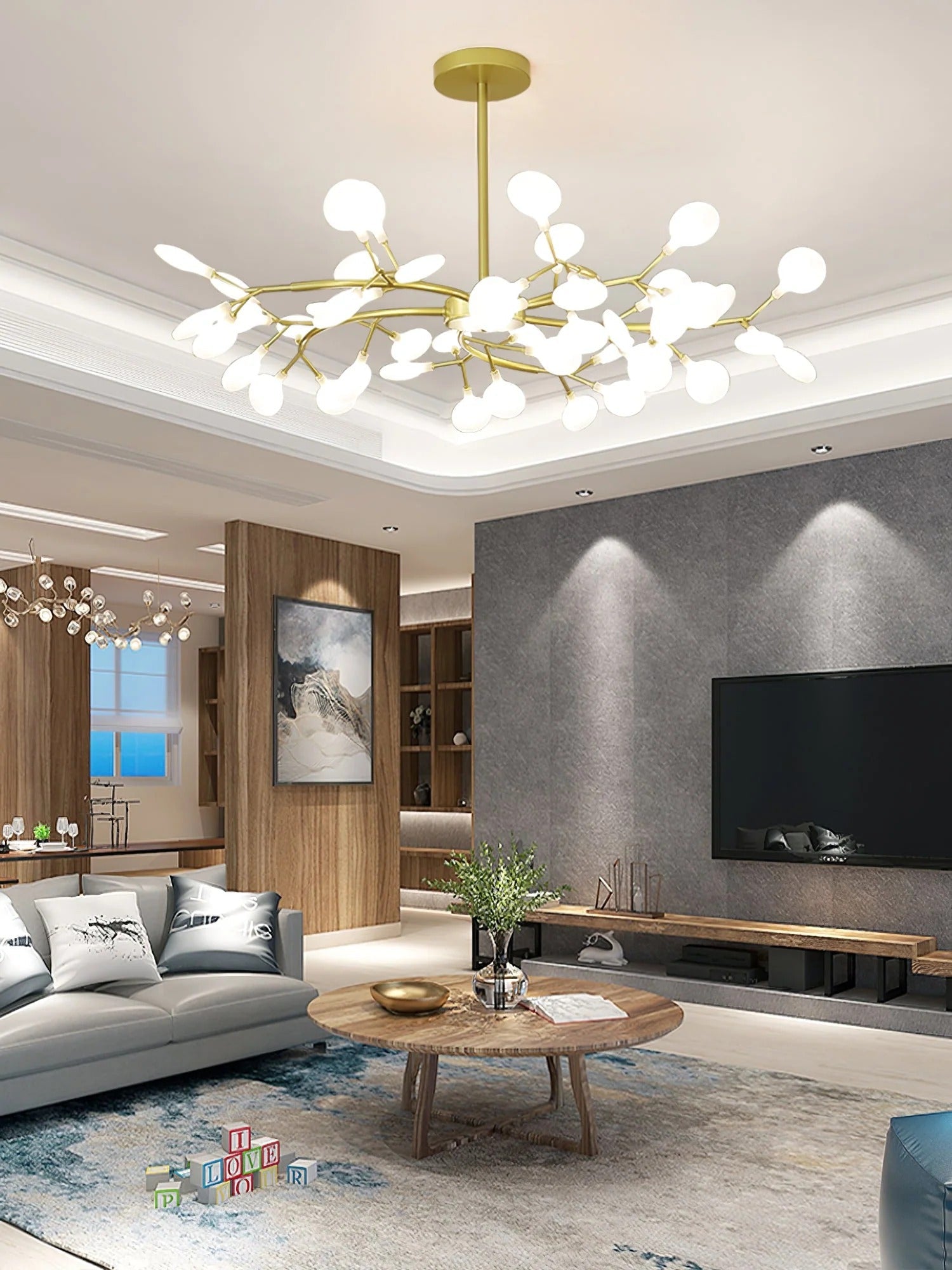 NYXORA - Contemporary Firefly Multi-Branch Chandelier, Gold/Black LUMINORLIGHTING