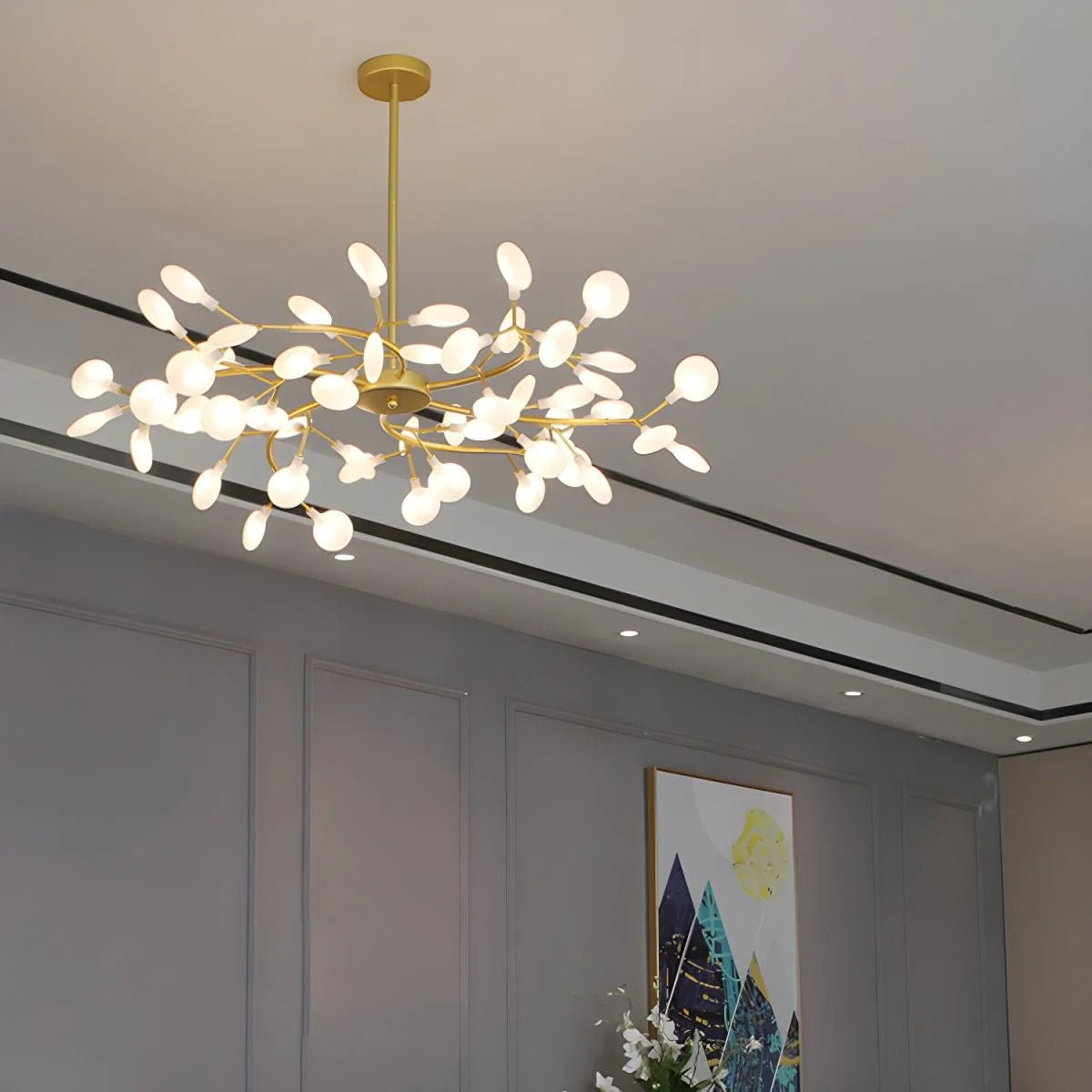 NYXORA - Contemporary Firefly Multi-Branch Chandelier, Gold/Black LUMINORLIGHTING