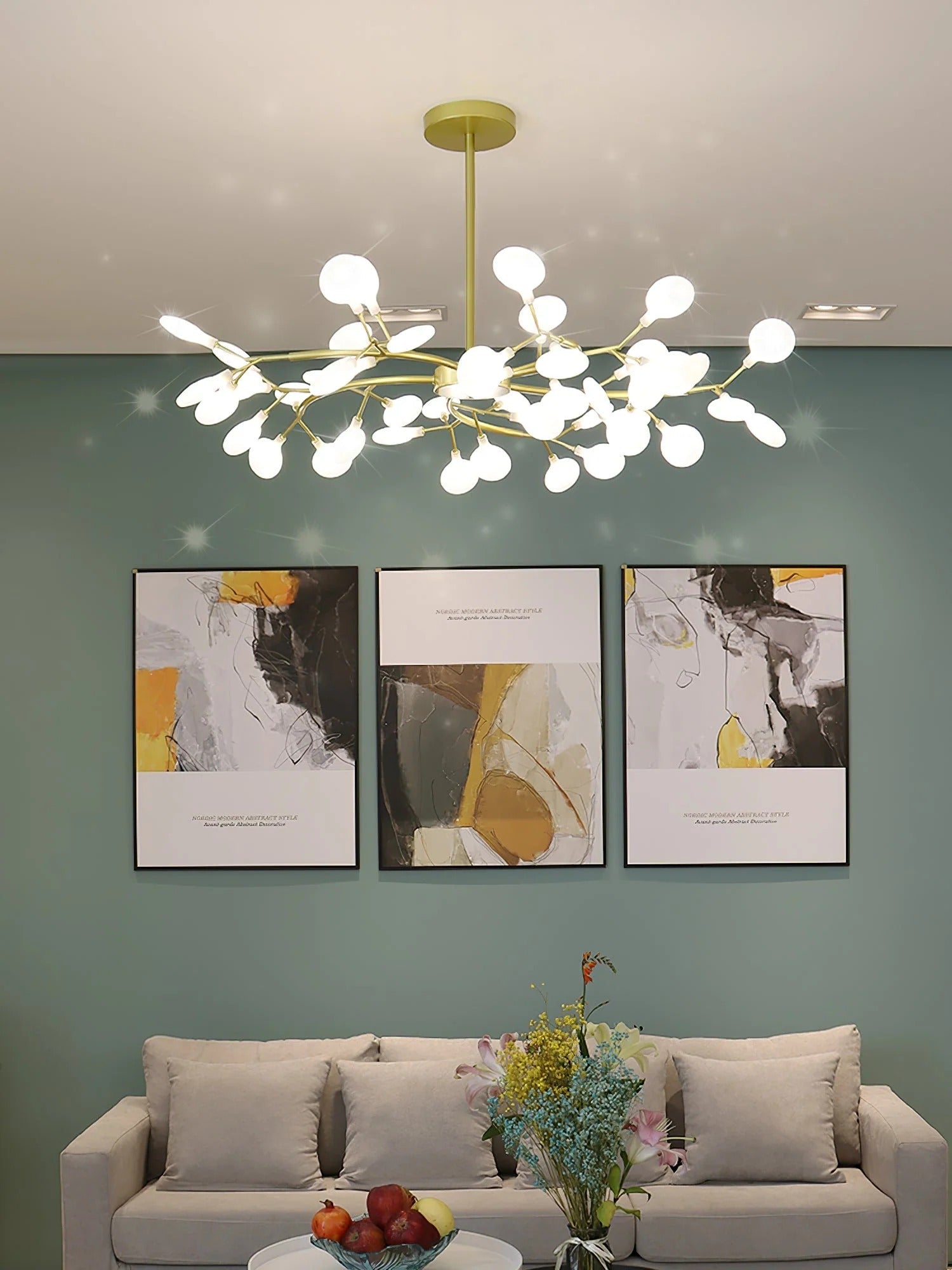 NYXORA - Contemporary Firefly Multi-Branch Chandelier, Gold/Black LUMINORLIGHTING