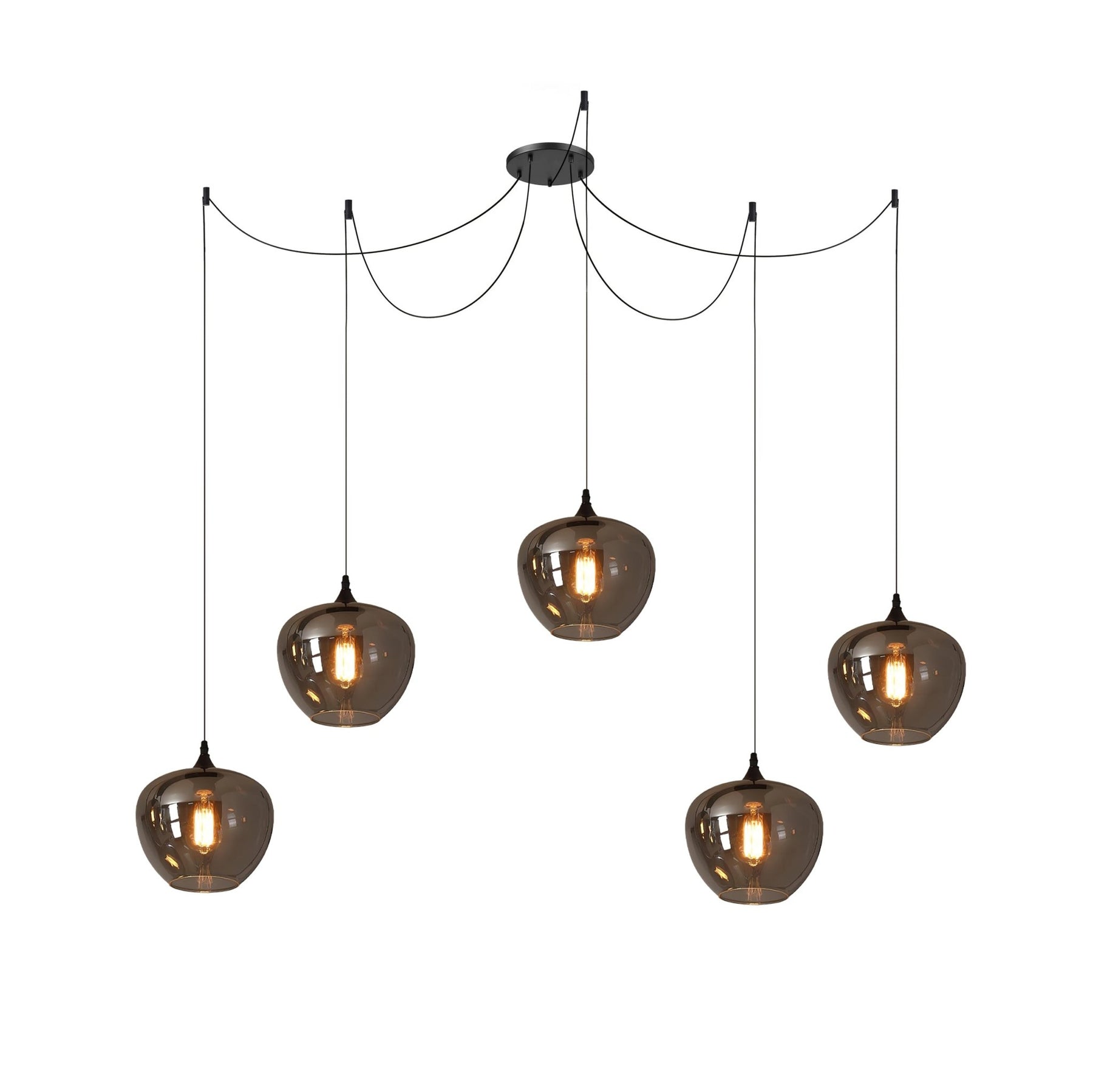 Obscura - Contemporary Style Smoked Glass Pendant Lamp, 5 Style LUMINORLIGHTING
