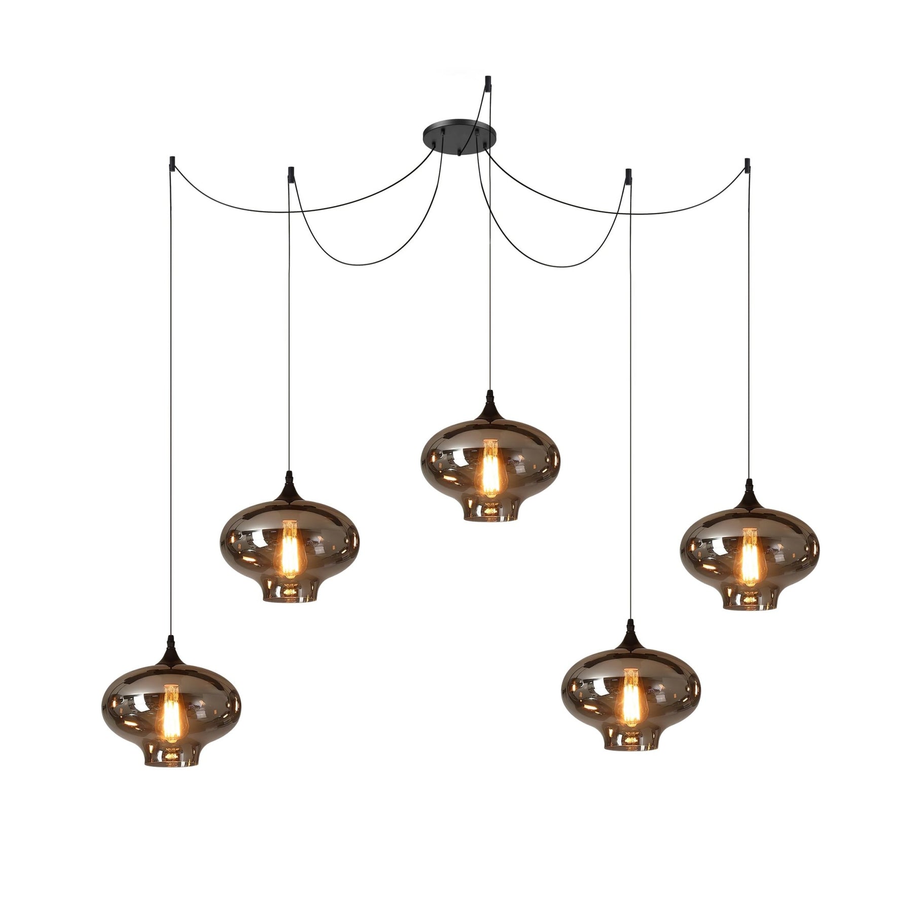 Obscura - Contemporary Style Smoked Glass Pendant Lamp, 5 Style LUMINORLIGHTING