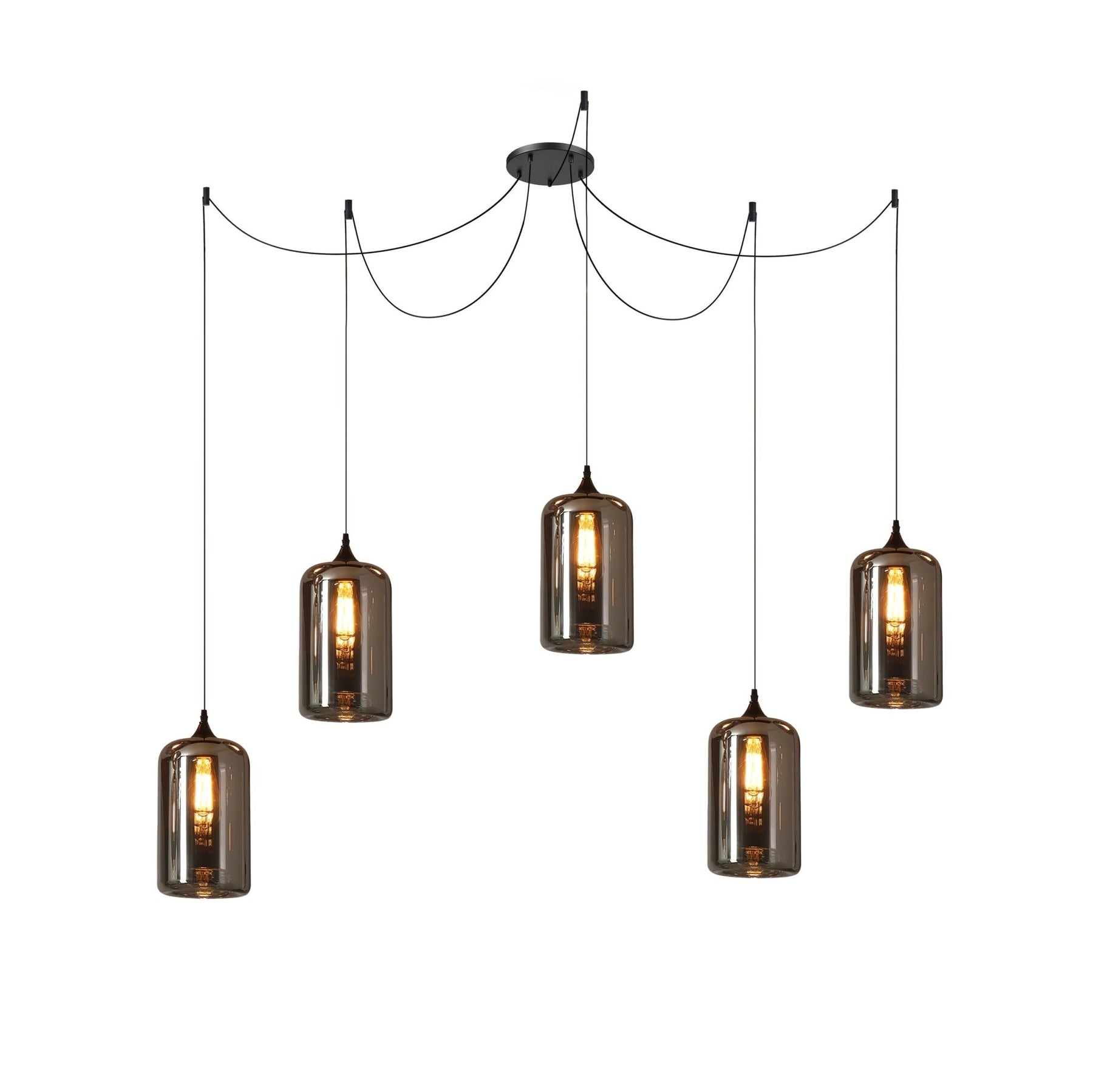 Obscura - Contemporary Style Smoked Glass Pendant Lamp, 5 Style LUMINORLIGHTING