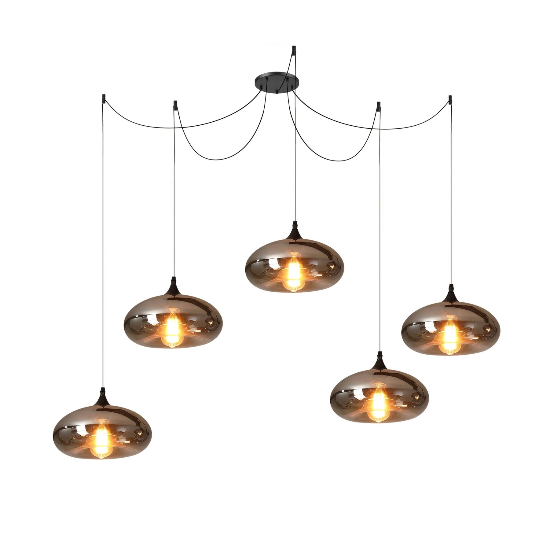 Obscura - Contemporary Style Smoked Glass Pendant Lamp, 5 Style LUMINORLIGHTING
