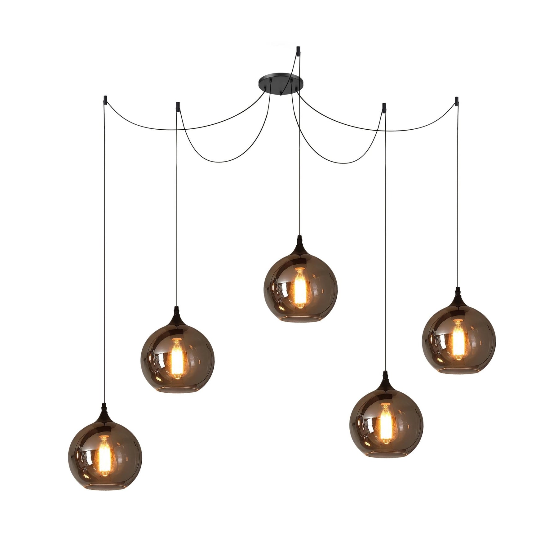 Obscura - Contemporary Style Smoked Glass Pendant Lamp, 5 Style LUMINORLIGHTING