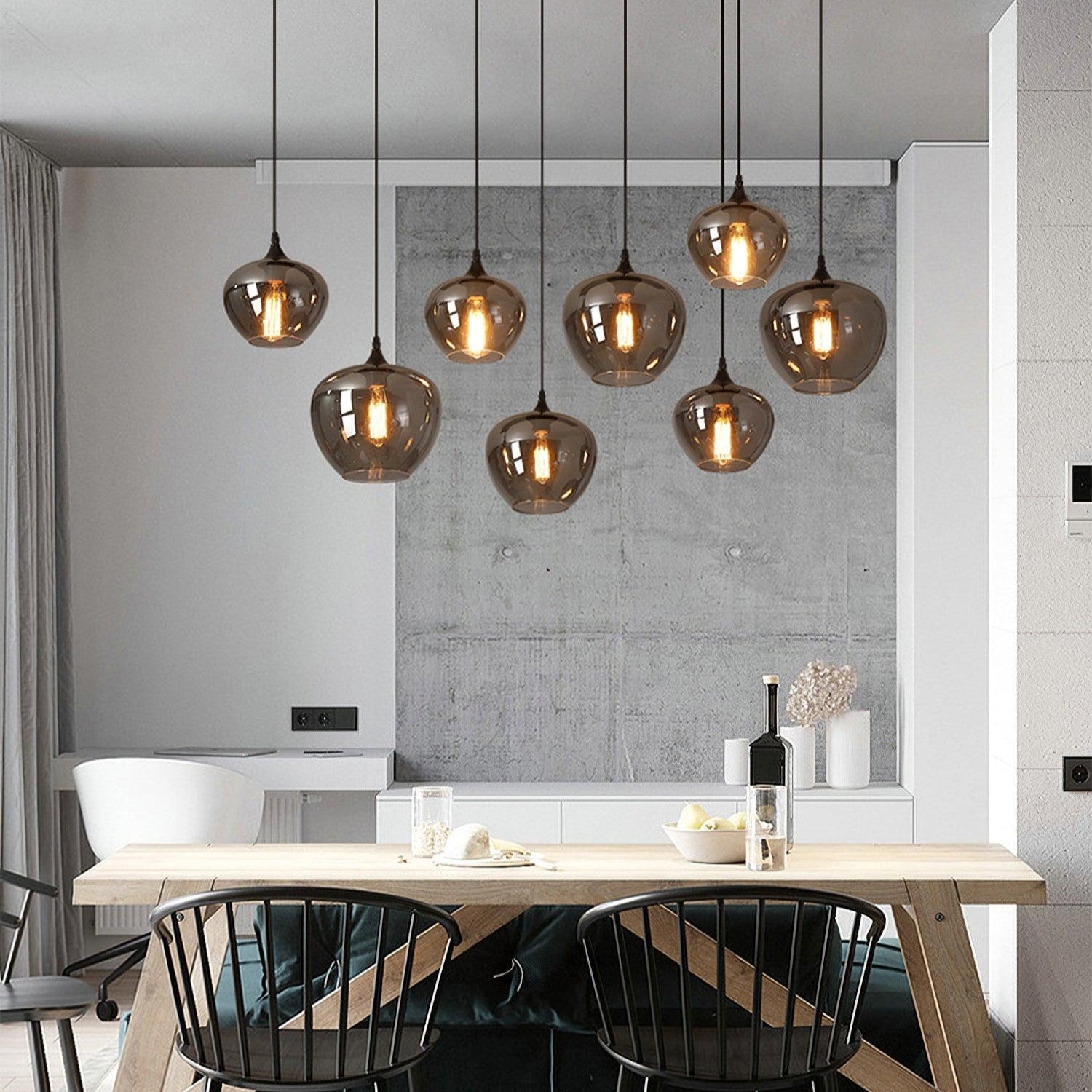 Obscura - Contemporary Style Smoked Glass Pendant Lamp, 5 Style LUMINORLIGHTING