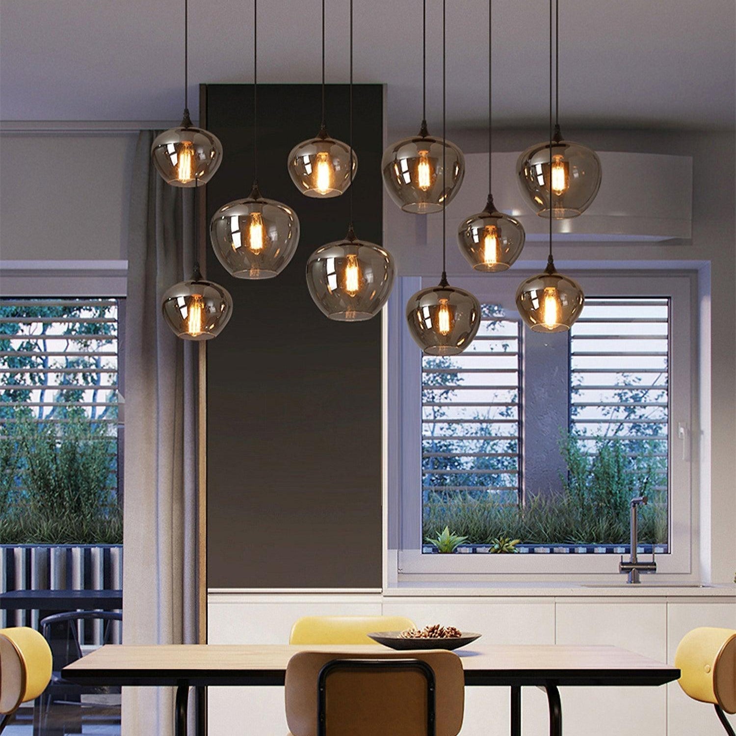 Obscura - Contemporary Style Smoked Glass Pendant Lamp, 5 Style LUMINORLIGHTING
