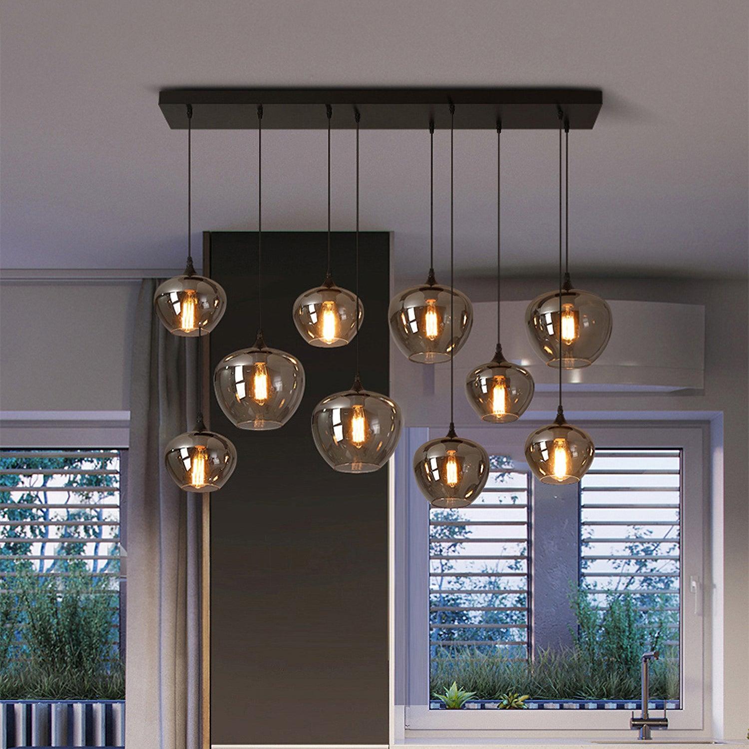 Obscura - Contemporary Style Smoked Glass Pendant Lamp, 5 Style LUMINORLIGHTING