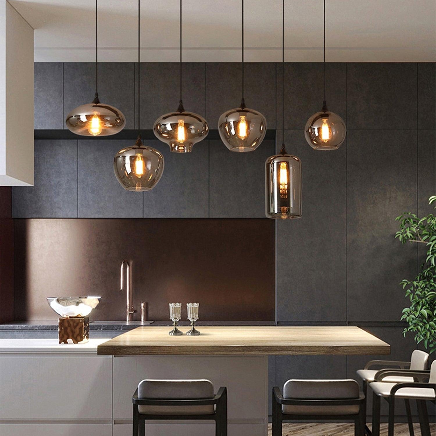 Obscura - Contemporary Style Smoked Glass Pendant Lamp, 5 Style LUMINORLIGHTING