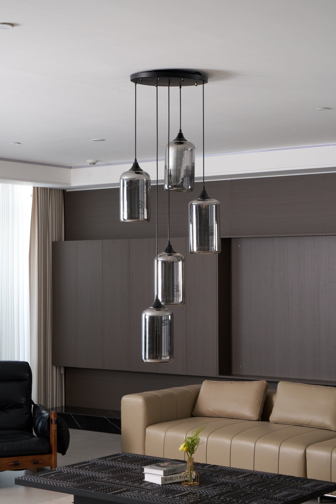Obscura - Contemporary Style Smoked Glass Pendant Lamp, 5 Style LUMINORLIGHTING